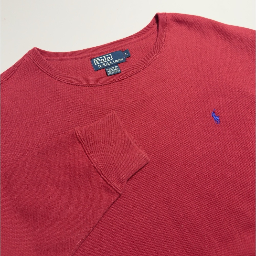 VTG 90s Y2K Polo Ralph Lauren Crewneck Sweatshirt Size L Made in USA Red Baggy